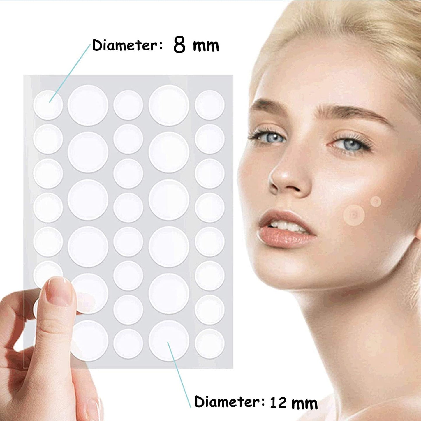 Rnitle Acné Patch,180 Patchs Pimple Patch,12Mm & 8Mm Patch Bouton Acne,Anti-Acné Patch, Patch Bouton, Autocollants Pour Boutons, Patch Invisible, Pour Soin De La Peau