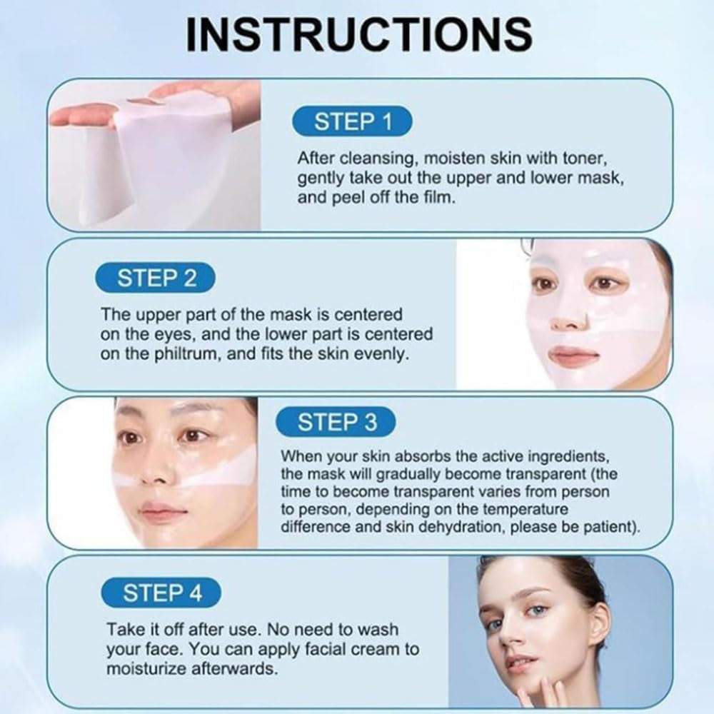 5 Pièces Bio Collagen Mask, Masque Collagene Visage, Bio Collagen Real Deep Mask, Masque Bio Collagene Hydratant Visage De Nuit Au Pore Minimizing Antirides (A)