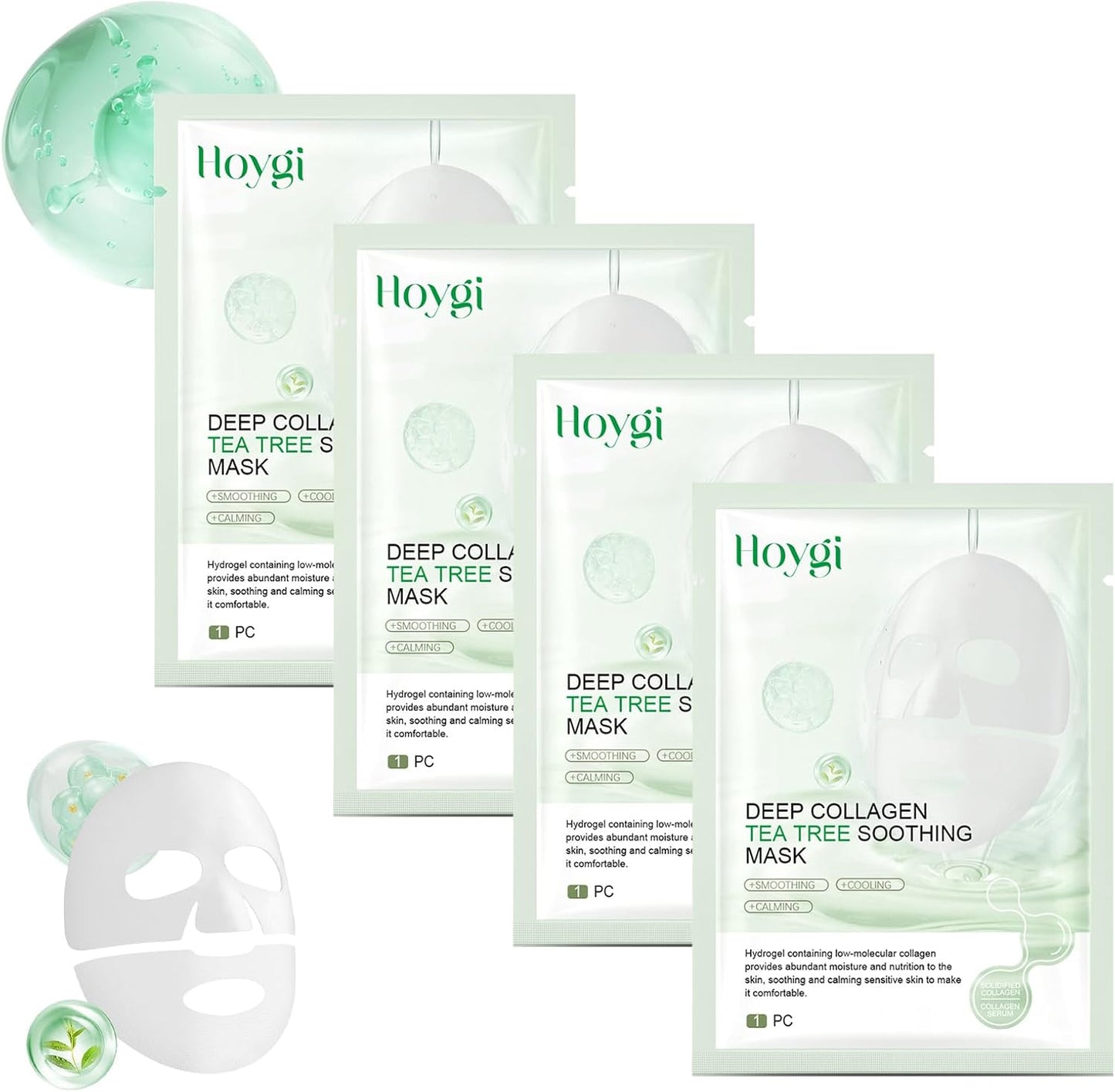 4 PC Masque Collagene Visage Korean,Mask Collagen,Masque Coréen Bio Collagene,Hydratants,Profondément Nourrissants,Antirides Et Raffermissants,Apaisants Et Réparateurs Pour La Peau