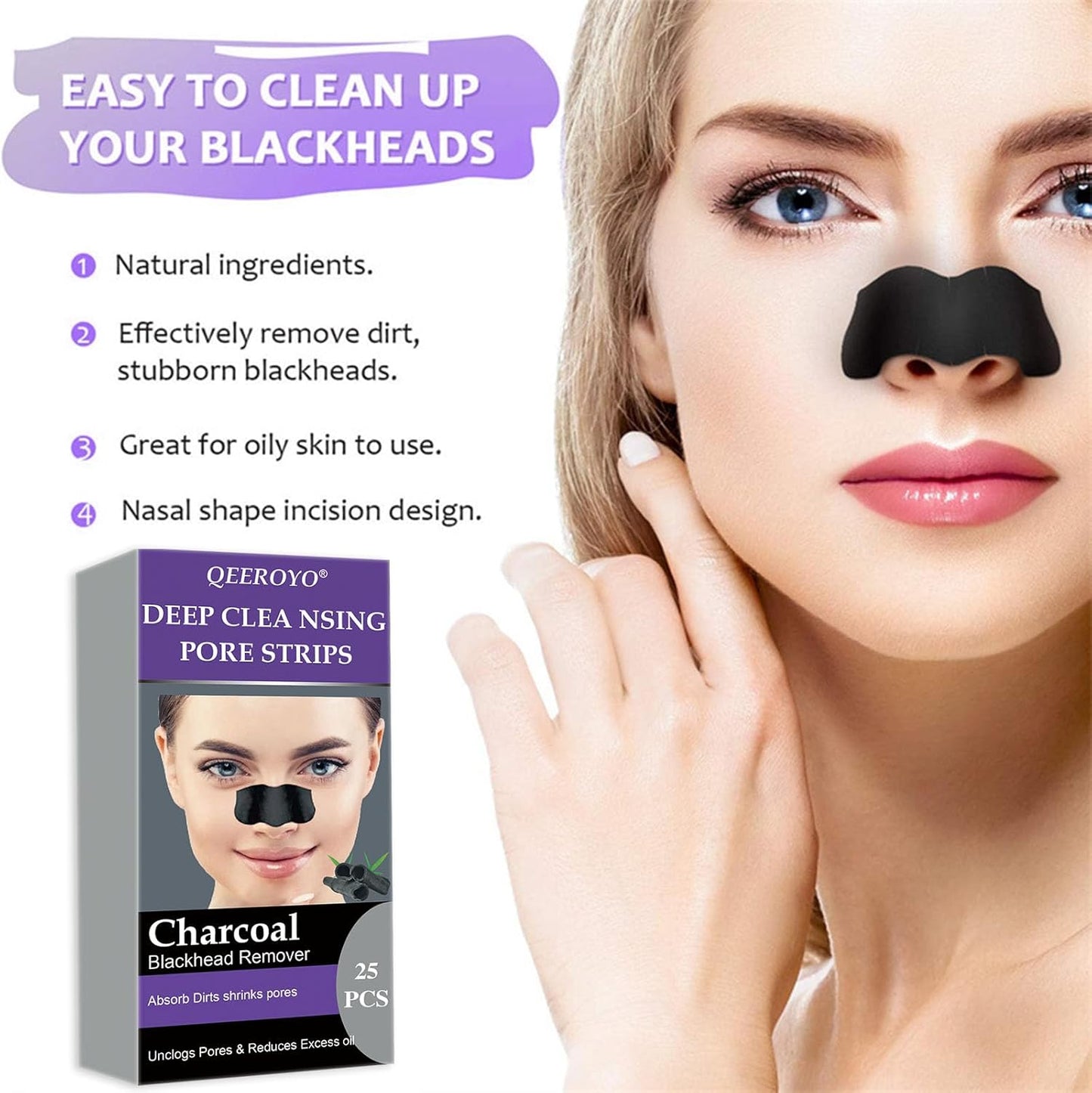 Truume Patch Point Noir, Patches Point Noir Nez, Patch Point Noir Visage, Patch anti Point Noir Nez Visage, Patch Point Noir Nez, Élimine Les Points Noirs Et Les Impuretés, 25 Pcs
