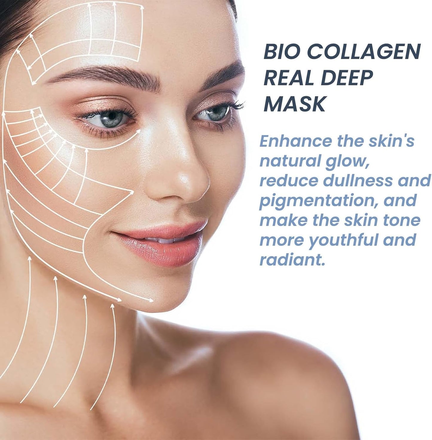 Bio-Collagen Real Deep Mask, Bio Collagen Mask Coreen,Masque Collagene Visage Korean,Masque Coréen Bio Collagene,Bio Mask Collagen,Masque Visage Coreen, Masque Bio Collagene Visage (8PC)