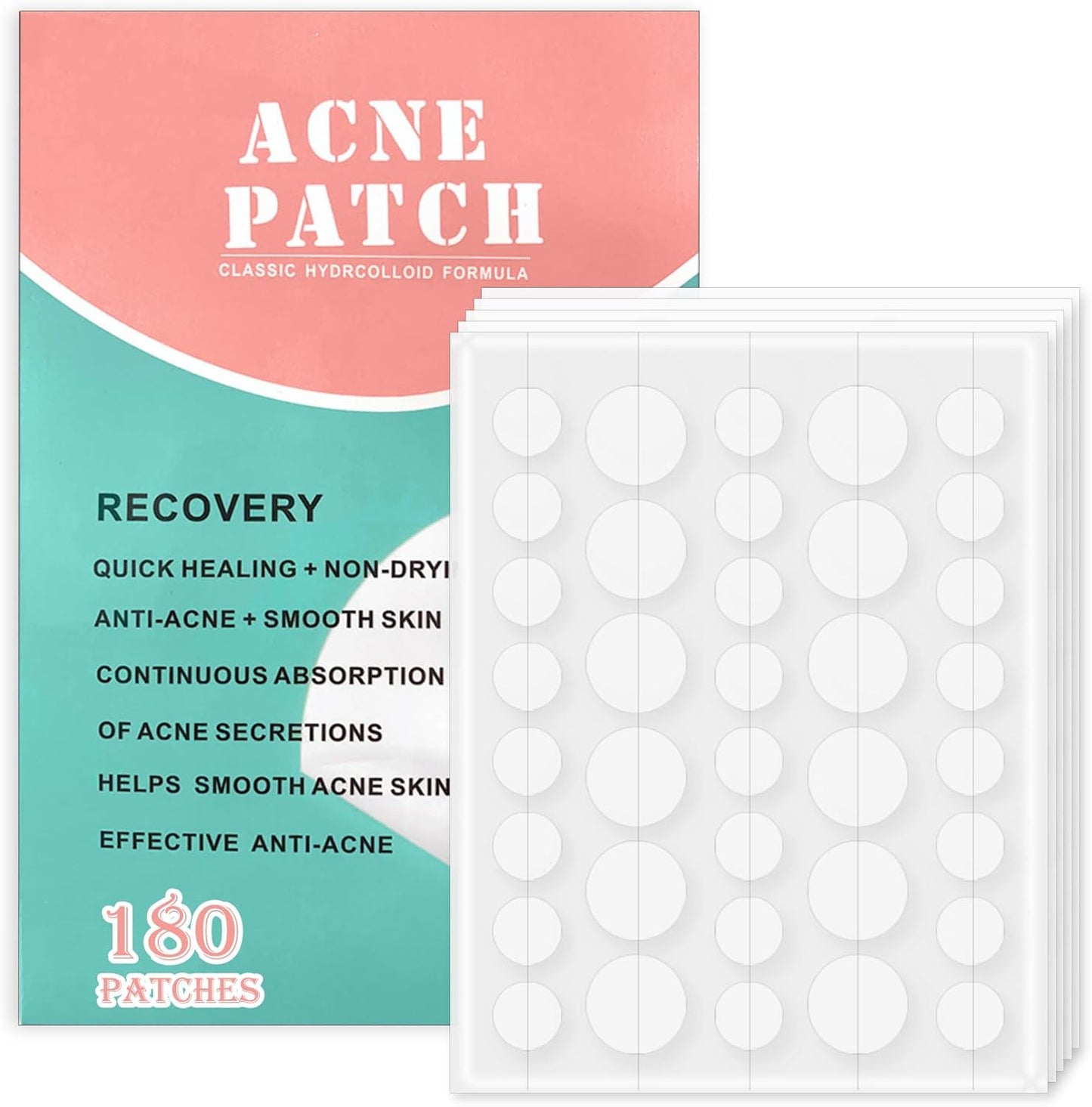 Rnitle Acné Patch,180 Patchs Pimple Patch,12Mm & 8Mm Patch Bouton Acne,Anti-Acné Patch, Patch Bouton, Autocollants Pour Boutons, Patch Invisible, Pour Soin De La Peau
