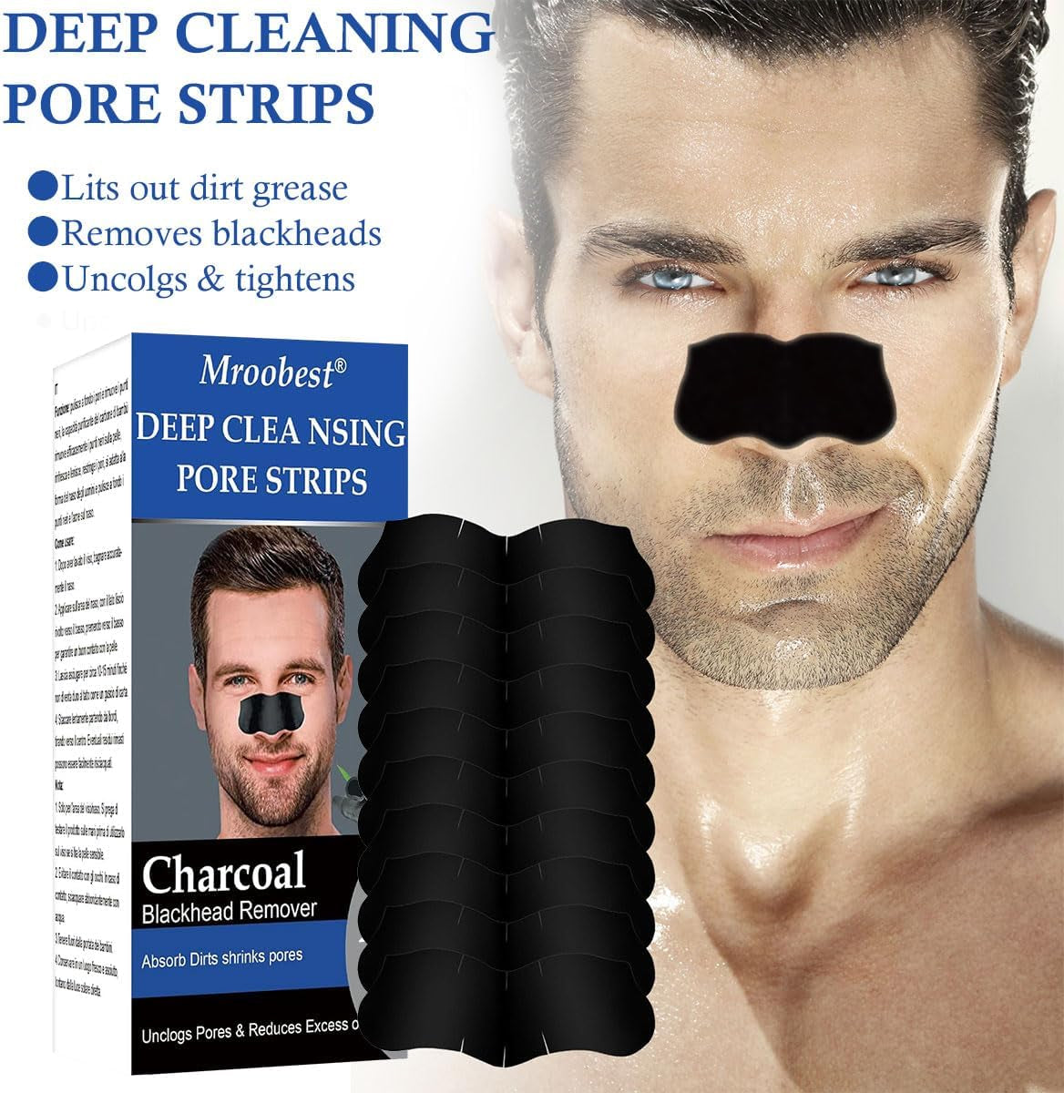 Truume 50 Pièzas Patch Point Noir, Patchs Anti-Points Noirs, Patch Nez Point Noir, Patch Point Noir Nez, Nettoyage Des Pores Au Charbon Actif, Élimine Les Points Noirs Et Les Impuretés
