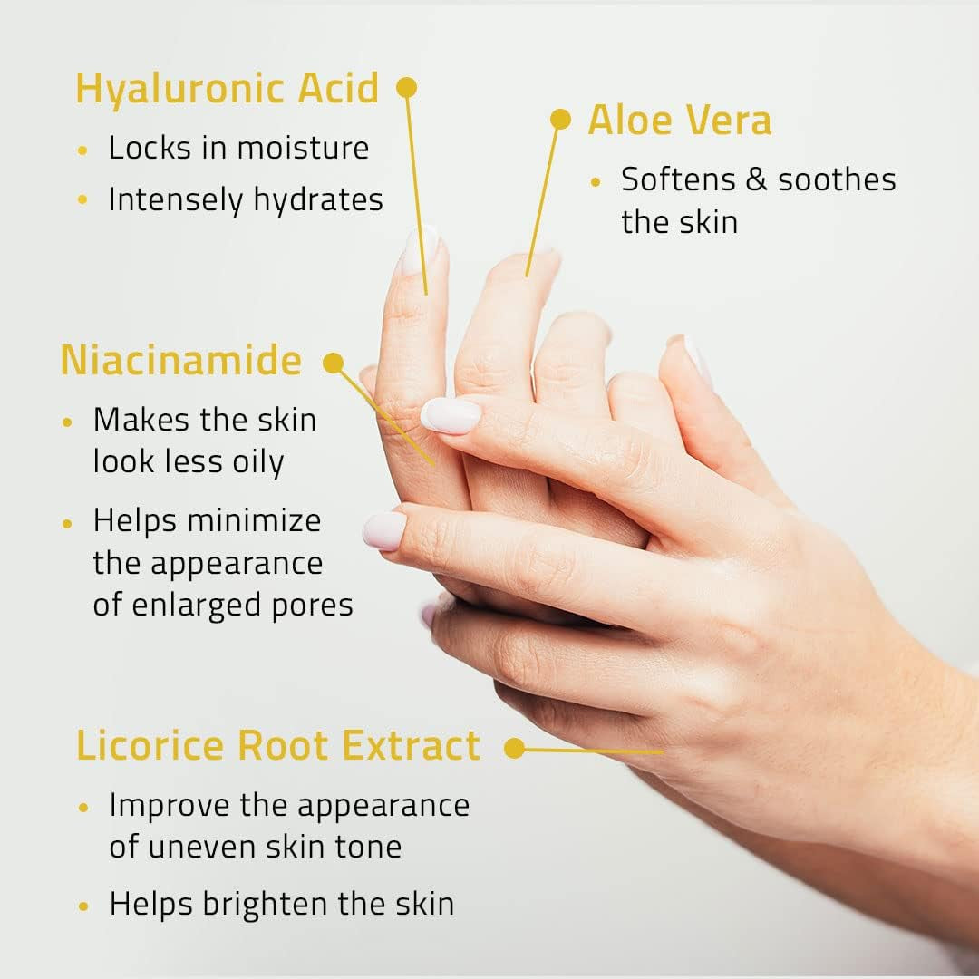 YEOUTH Serum Niacinamide Visage 10% À Acide Hyaluronique Et Aloe Vera, Hydratant Soins Pour Le Visage B3 Améliore Apparence D'Une Peau Au Teint Uniforme 60Ml