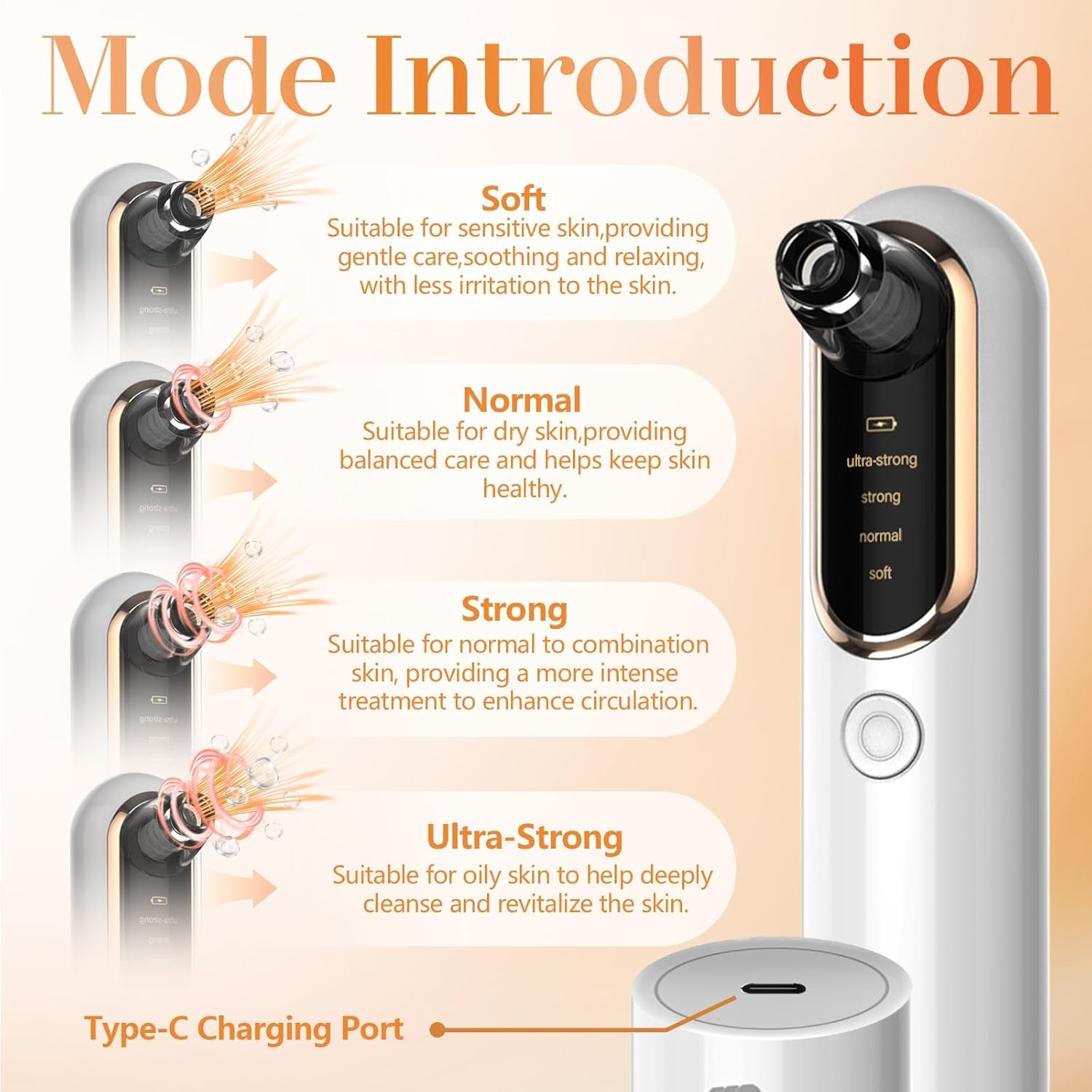 Yccu Aspirateur Point Noir Extracteur Points Noirs Visage Tire Comedon Point Noir anti Point Noir Nez Nettoyage Des Pore Purateur De Peau Soin Visage Blackhead Removal 4 Sondes Et 4 Modes Rechargeable