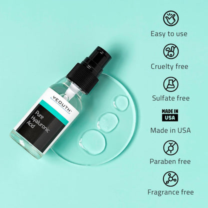 YEOUTH Acide Hyaluronique Serum Visage 99%, Professional Hydratation Soins Pour Le Visage Peau Sensible, Skincare Sans Paraben 60Ml