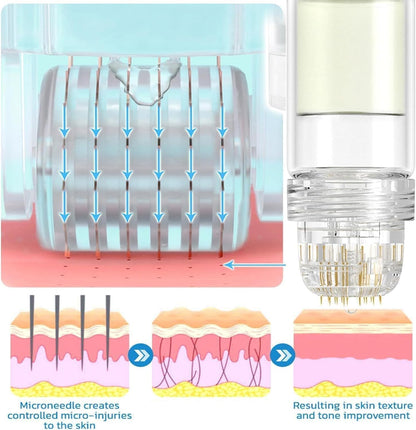 Système De Micro-Perfusion Pour Les Lèvres, Micro Système Pour Le Visage, Système Facial Avec Sérum, Rouleau De Microfléchettes À L'Acide Hyaluronique Pockmarksheal, Sérum Pour Peau Lisse (3 Pièces)