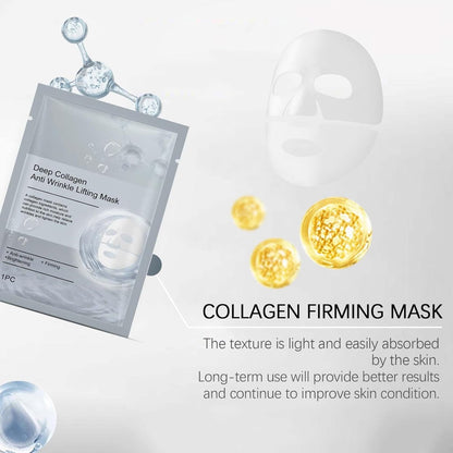 Masque Collagene Visage Korean, Masque Coréen Ftant Anti-Rides Au Collagène Profond Pour Visage, Masque Profond Au Bio-Collagène Réel Visage Coreen, Masque Hydratant Visage Pour Les Peaux (5PC)