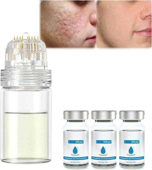 Système De Micro-Perfusion Pour Les Lèvres, Micro Système Pour Le Visage, Système Facial Avec Sérum, Rouleau De Microfléchettes À L'Acide Hyaluronique Pockmarksheal, Sérum Pour Peau Lisse (3 Pièces)