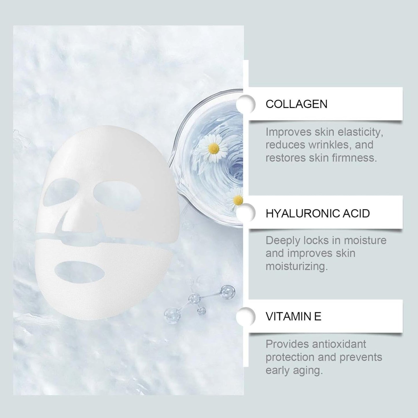 Masque Collagene Visage Korean, Masque Coréen Ftant Anti-Rides Au Collagène Profond Pour Visage, Masque Profond Au Bio-Collagène Réel Visage Coreen, Masque Hydratant Visage Pour Les Peaux (5PC)