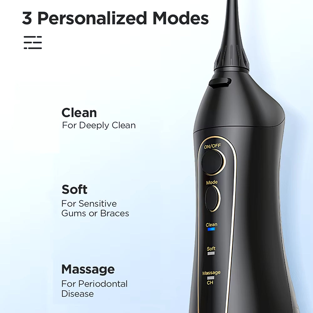 Fairywill Water Flossers for Teeth 300ML Oral Irrigator Rechargeable Portable Dental 3 Modes Water Tank Waterproof Teeth Cleaner