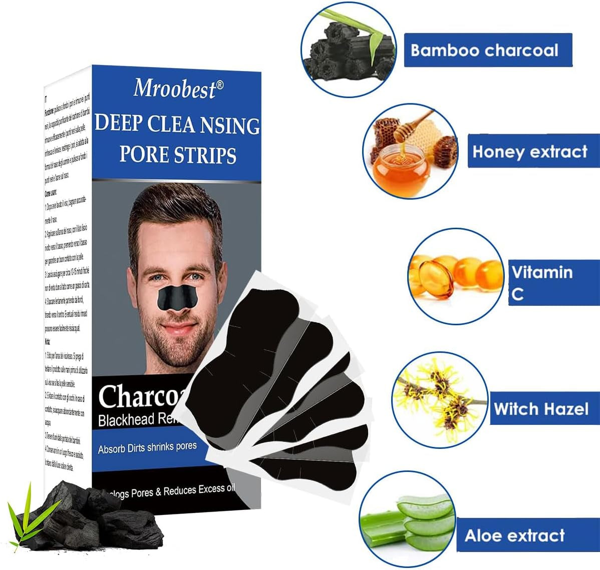 Truume 50 Pièzas Patch Point Noir, Patchs Anti-Points Noirs, Patch Nez Point Noir, Patch Point Noir Nez, Nettoyage Des Pores Au Charbon Actif, Élimine Les Points Noirs Et Les Impuretés