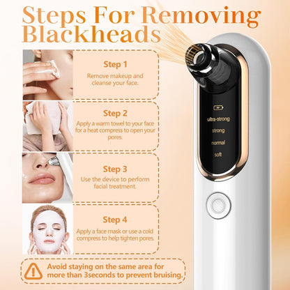 Yccu Aspirateur Point Noir Extracteur Points Noirs Visage Tire Comedon Point Noir anti Point Noir Nez Nettoyage Des Pore Purateur De Peau Soin Visage Blackhead Removal 4 Sondes Et 4 Modes Rechargeable