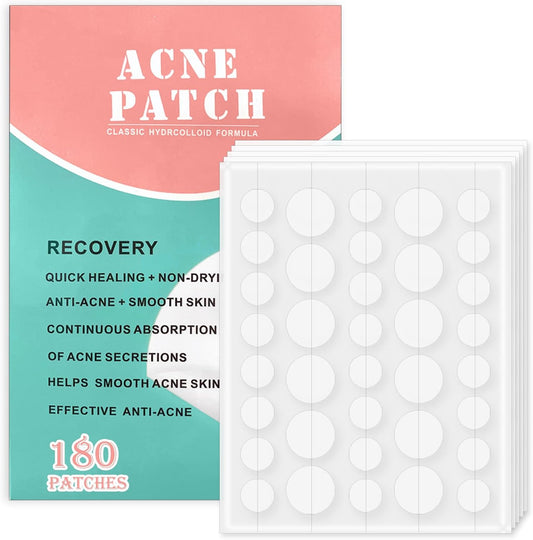 Rnitle Acné Patch,180 Patchs Pimple Patch,12Mm & 8Mm Patch Bouton Acne,Anti-Acné Patch, Patch Bouton, Autocollants Pour Boutons, Patch Invisible, Pour Soin De La Peau