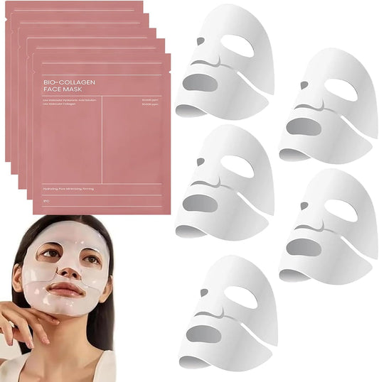 5 Pièces Bio Collagen Mask, Masque Collagene Visage, Bio Collagen Real Deep Mask, Masque Bio Collagene Hydratant Visage De Nuit Au Pore Minimizing Antirides (A)