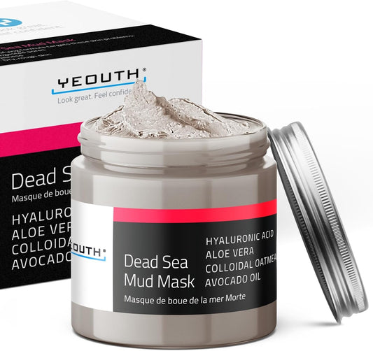 YEOUTH Mer Morte Masque Visage Femme Avec Acide Hyaluronique, Aloe Vera Et Huile Avocat, Face Mask Revitalisants Pour Peau Apparence plus Lisse 240Ml