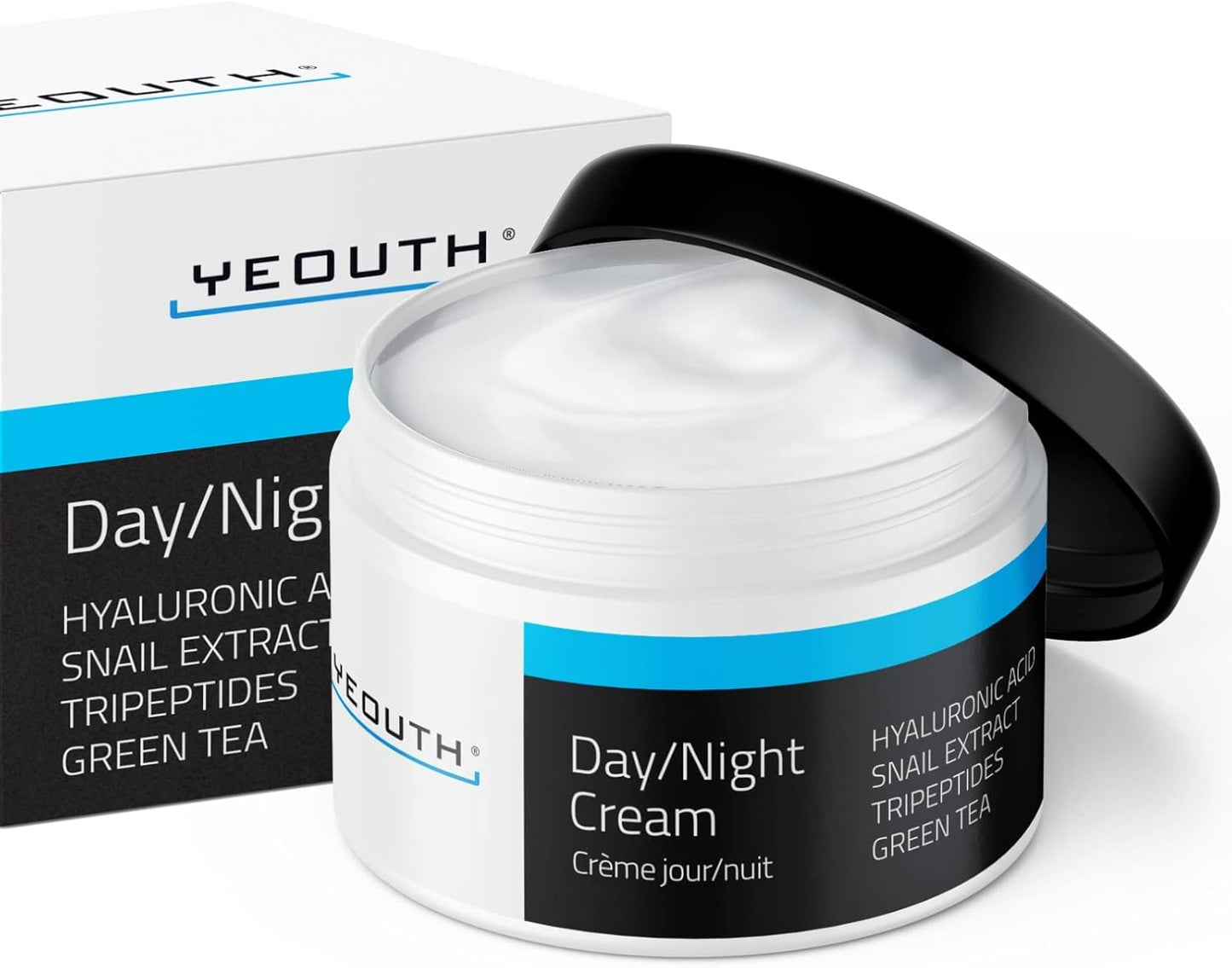 YEOUTH Creme Hydratante Visage Jour Et De Nuit Avec Acide Hyaluronique, Mucine D'Escargot Et Tripeptide De Cuivre, Hydratant Creme Visage Sans Parfum 120Ml